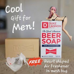 BEER BAR SOAP with Free Heart-Shaped Air Freshener in Mesh Bag, Gift For Men